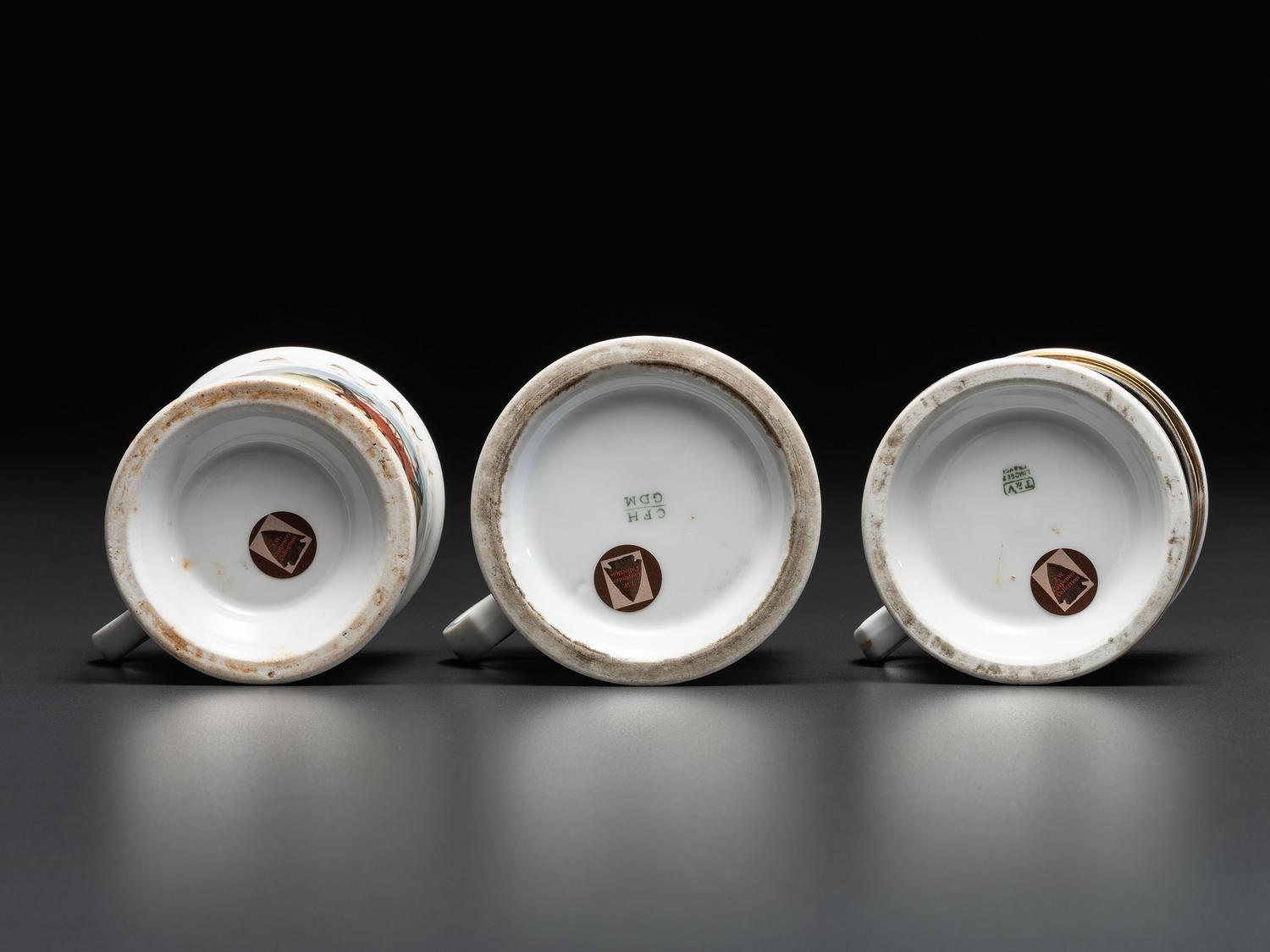 Three Railroad Worker's Porcelain Occupational Shaving Mugs