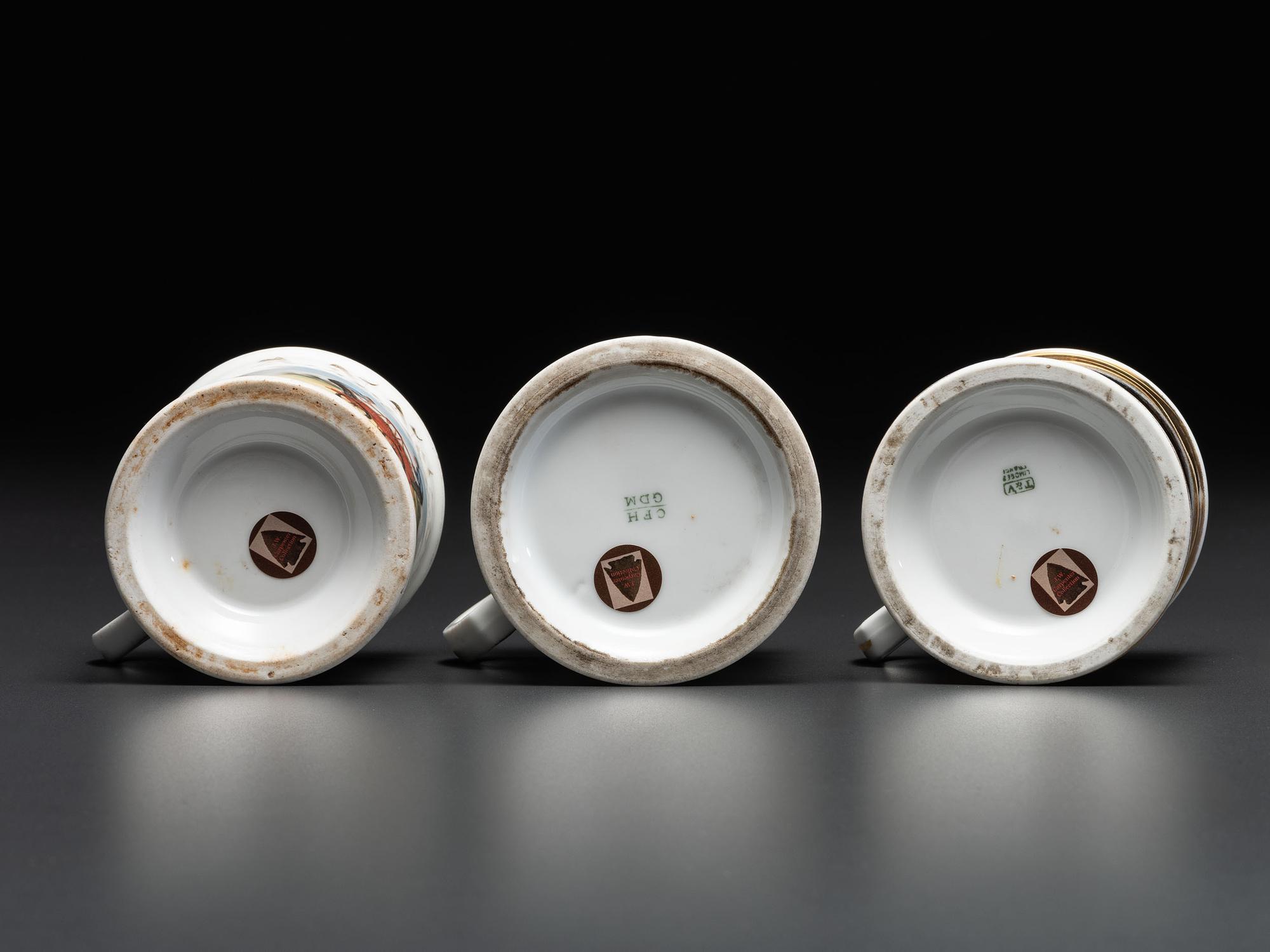 Three Railroad Worker's Porcelain Occupational Shaving Mugs