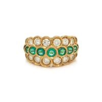 YELLOW GOLD, EMERALD AND DIAMOND RING