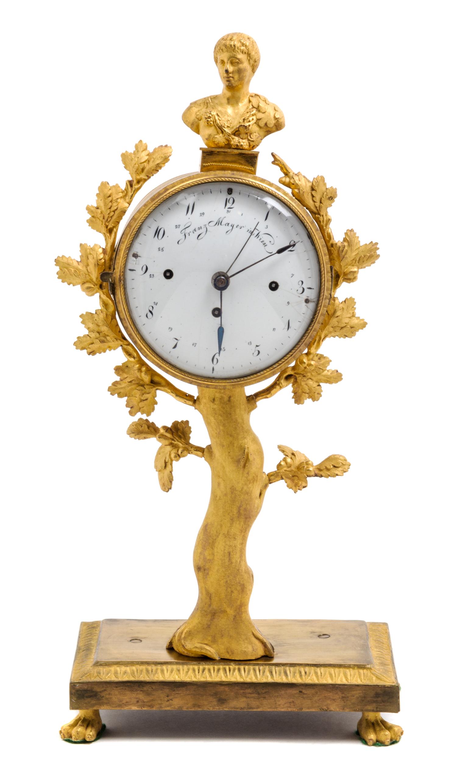 A Neoclassical Gilt Bronze Mantel Clock Height 13 1/2 inches. — FRANZ MAYER, VIENNA, CIRCA 1820