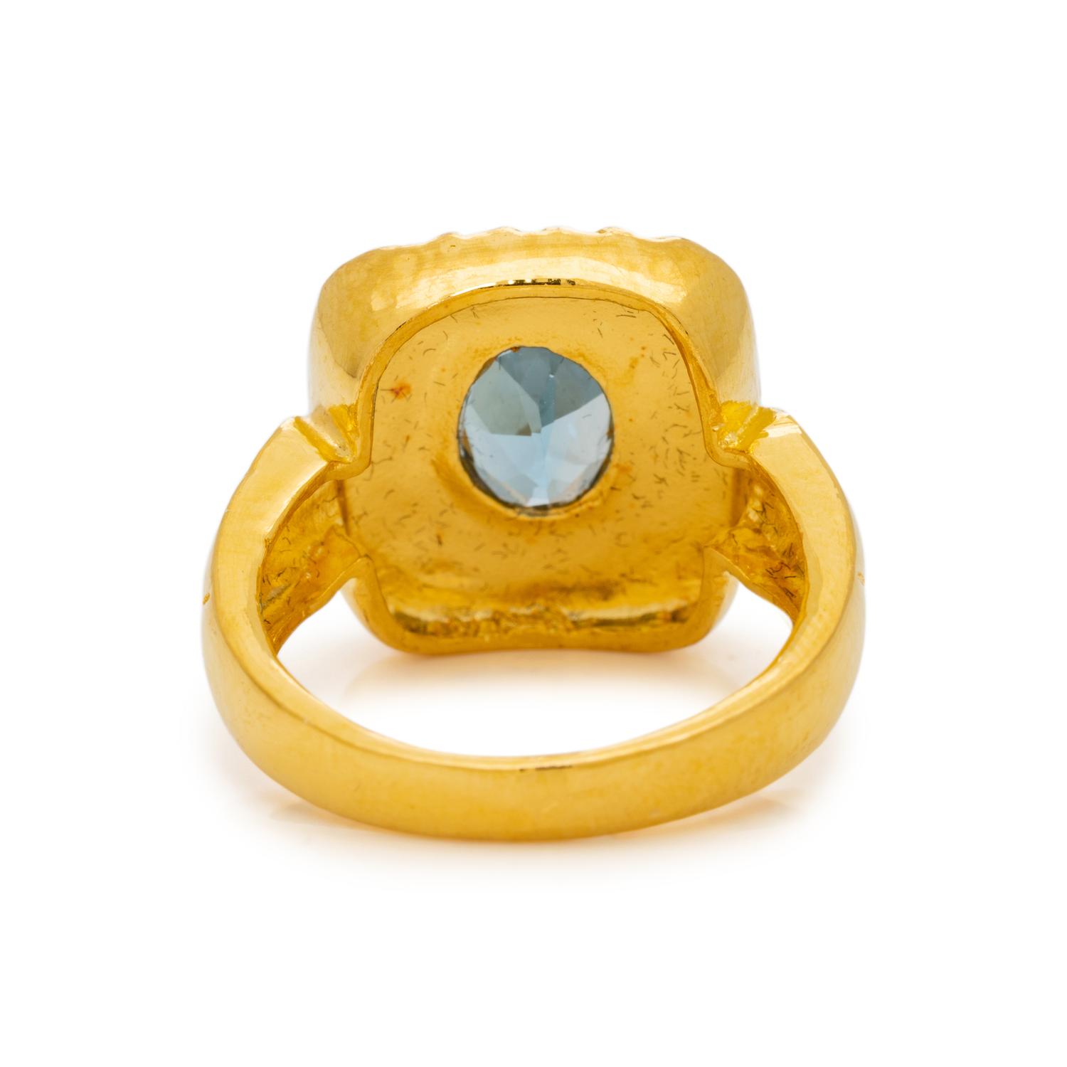 HIGH KARAT GOLD AND BLUE TOPAZ RING