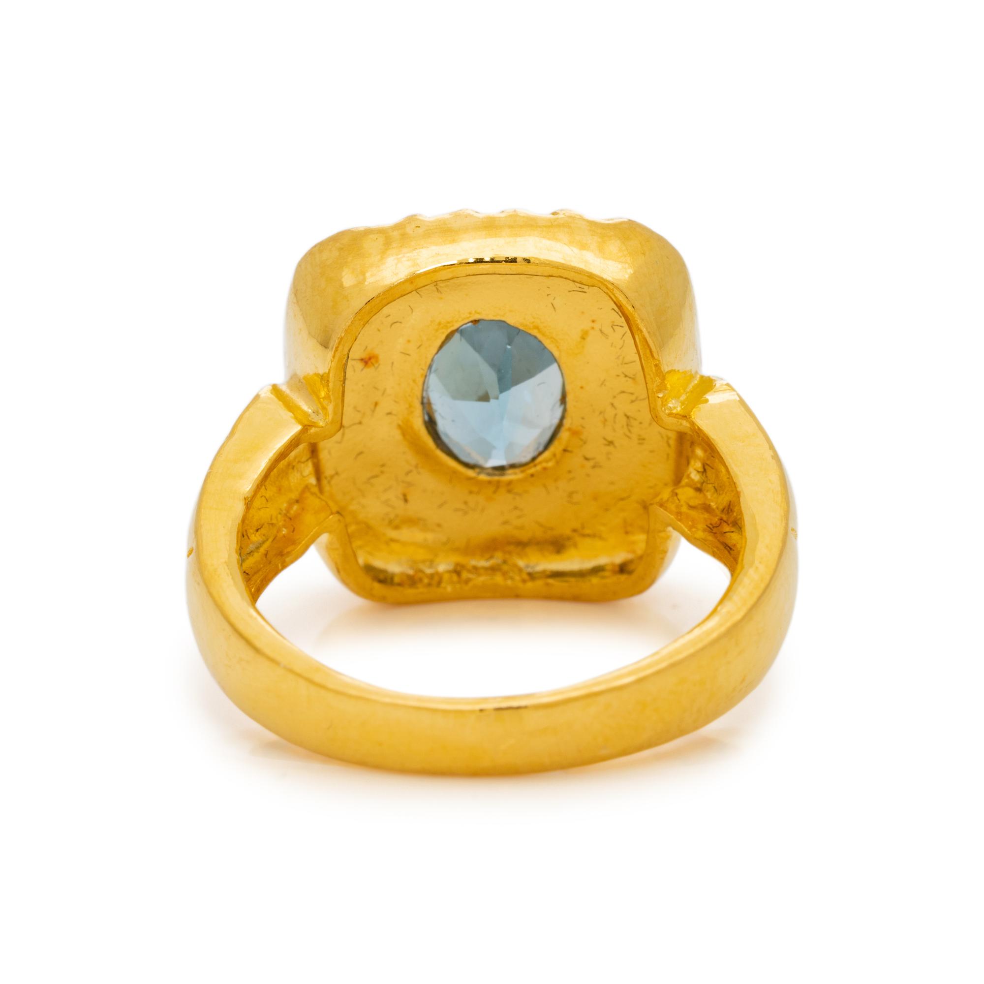 HIGH KARAT GOLD AND BLUE TOPAZ RING