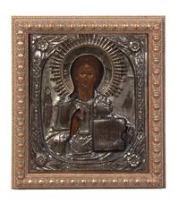 An Eastern European Oklad Icon 12 x 10 1/2 inches.