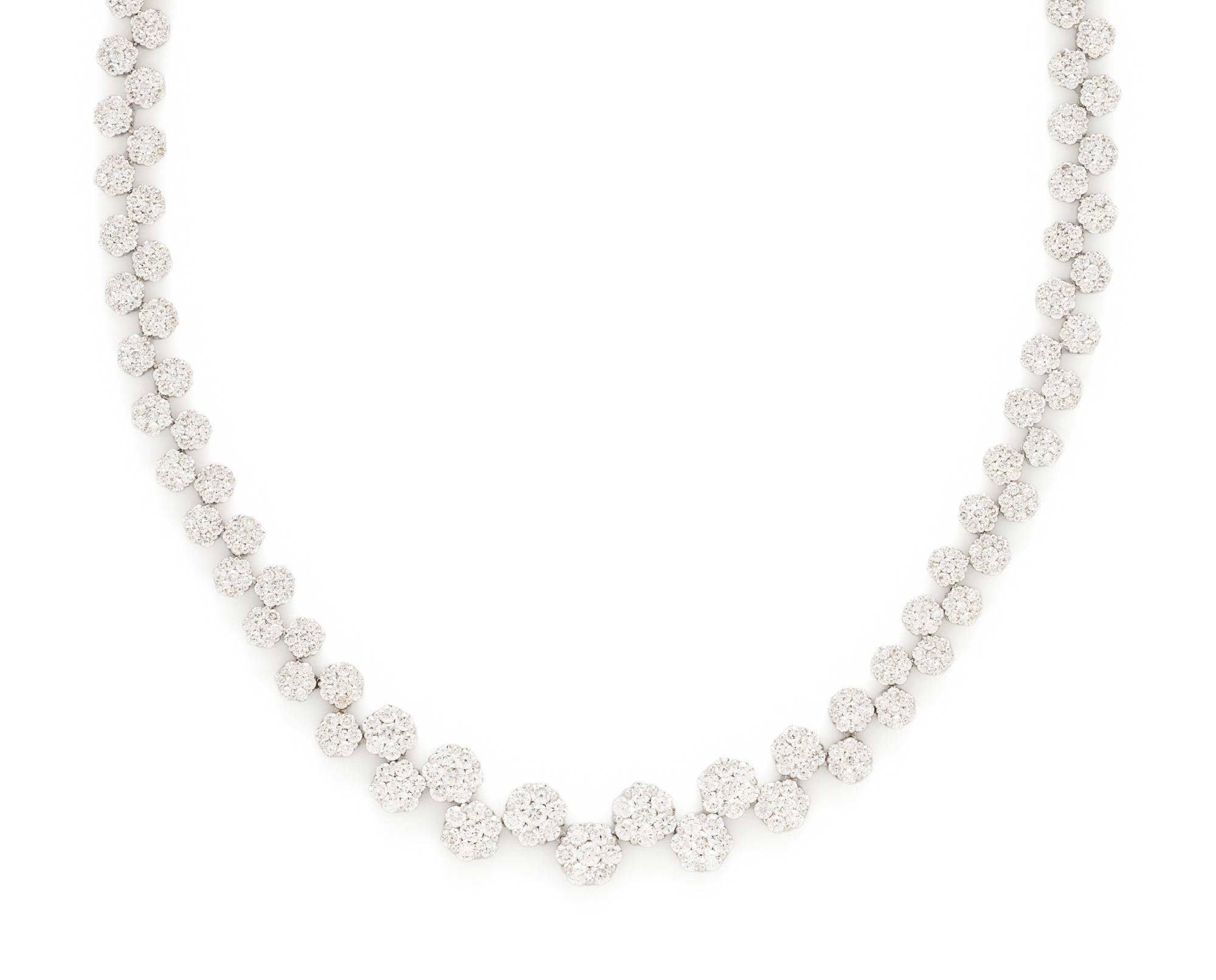 WHITE GOLD AND DIAMOND FLOWER NECKLACE