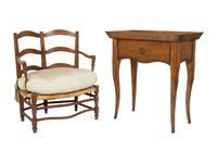 A French Provincial Tray Top Side Table and a Rush-seat Bench — 19TH/20TH CENTURY