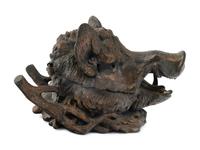 A French Patinated Metal Boar's Head Ink Stand After Christophe Fratin (French, 1801-1864)