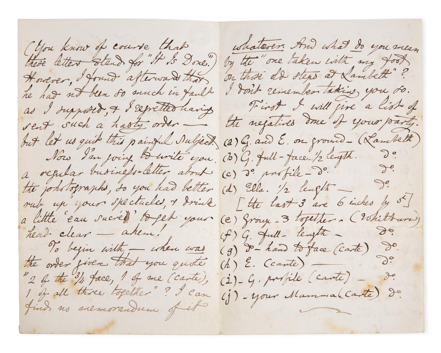 Carroll, Lewis (Charles Lutwidge Dodgson). Autograph Letter, signed