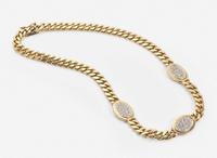 An 18K Yellow Gold Necklace with Diamond Stations