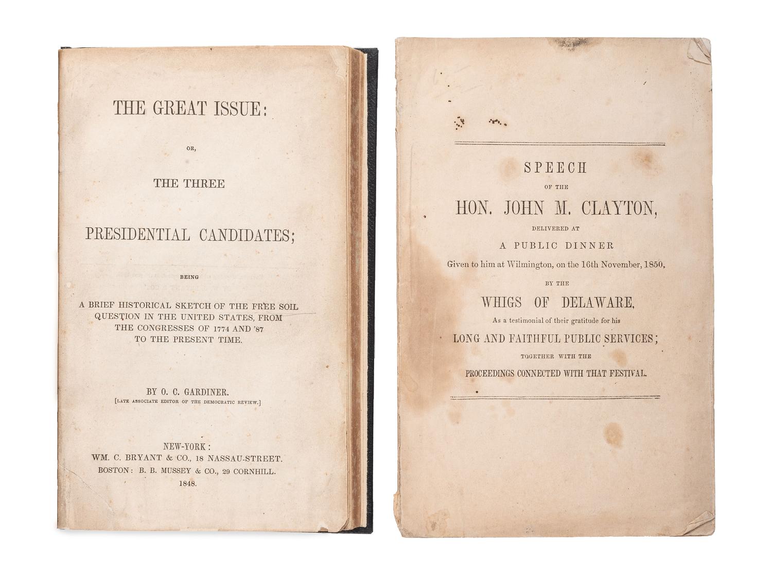 [SLAVERY & ABOLITION -- COMPROMISE OF 1850]. A pair of pamphlets related to the expansion of enslavement, including a pro-Martin van Buren and Free Soil Party publication, comprising:
