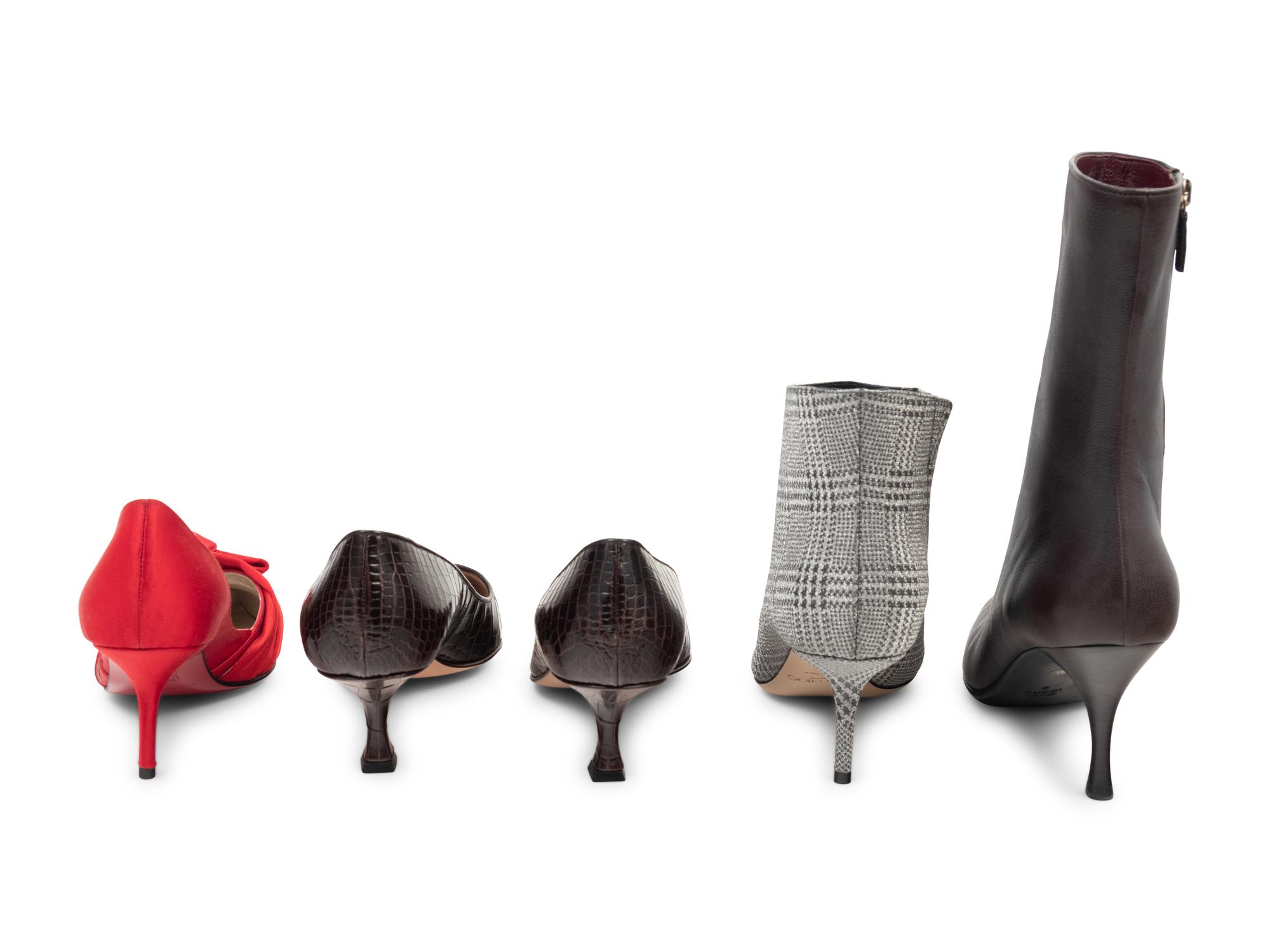 Five Pairs of Designer Shoes: One Christian Louboutin, Two Manolo Blahnik, One Jimmy Choo, One Gucci, 2000s — Master Bedroom