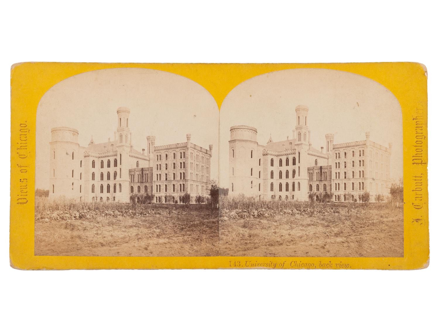 [EARLY PHOTOGRAPHY]. An early half plate ambrotype of the Old University of Chicago. Ca late 1850s.