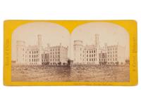 [EARLY PHOTOGRAPHY]. An early half plate ambrotype of the Old University of Chicago. Ca late 1850s.