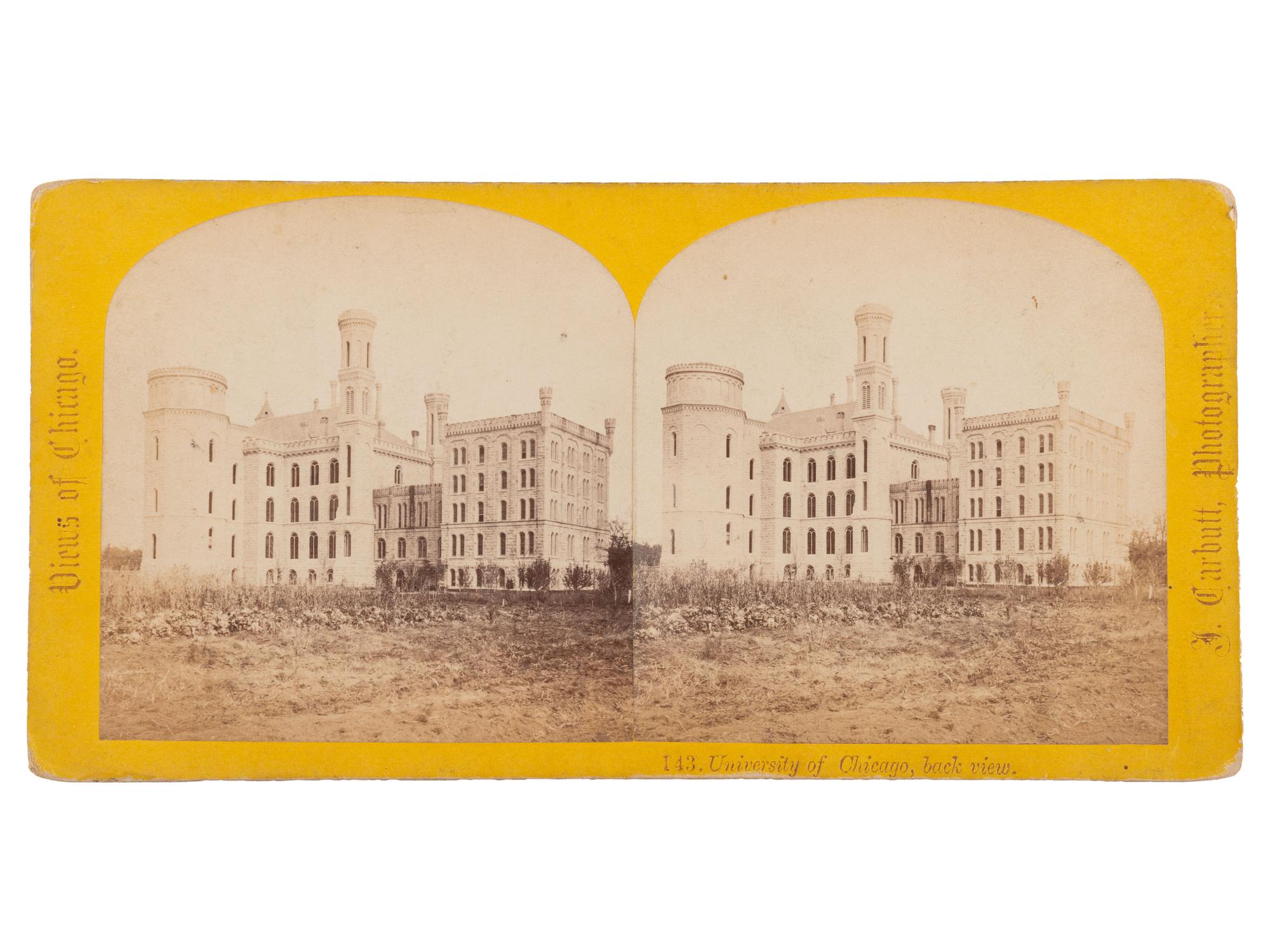 [EARLY PHOTOGRAPHY]. An early half plate ambrotype of the Old University of Chicago. Ca late 1850s.