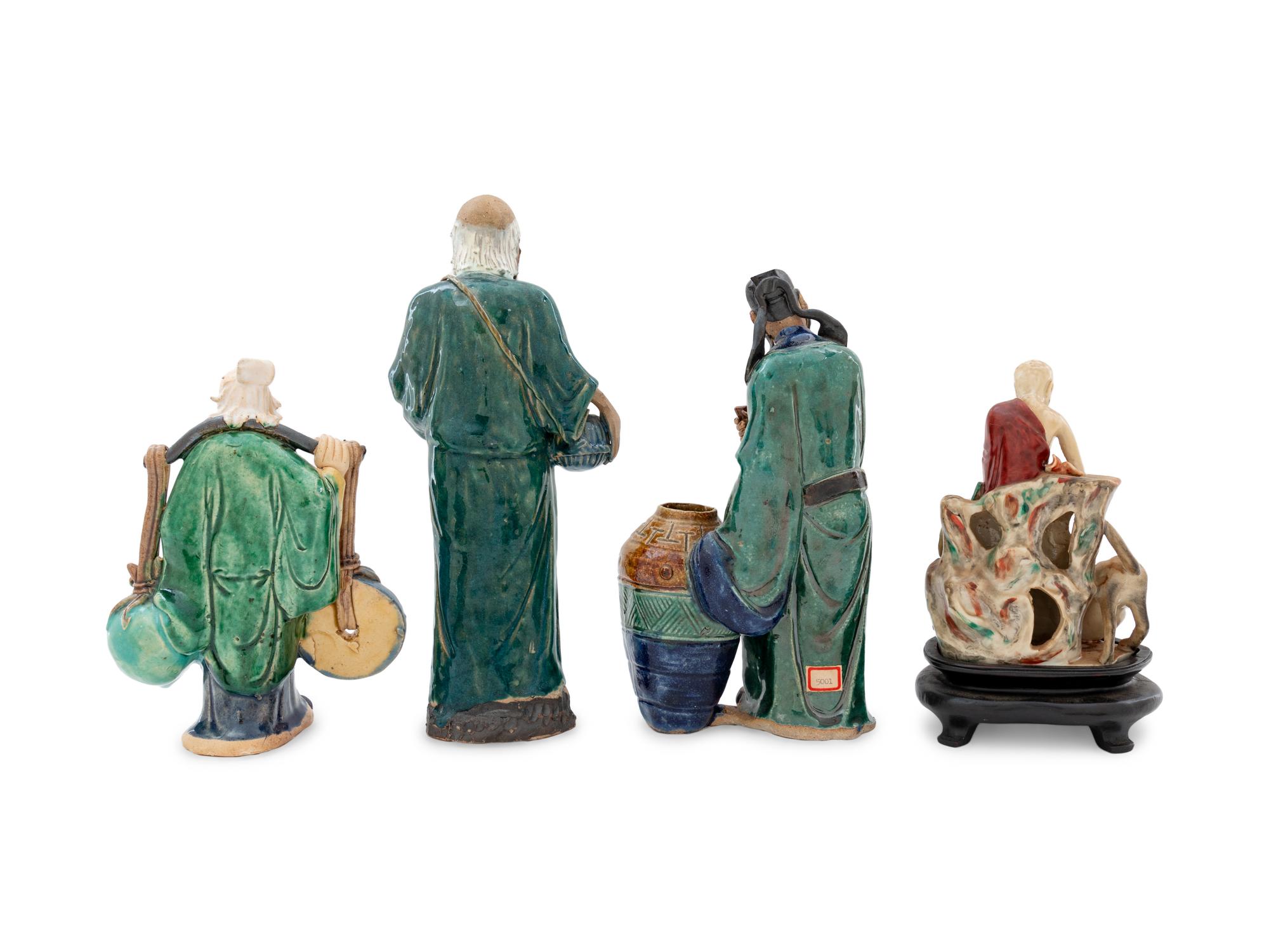 A Group of Chinese Sancai Glazed Pottery Figures