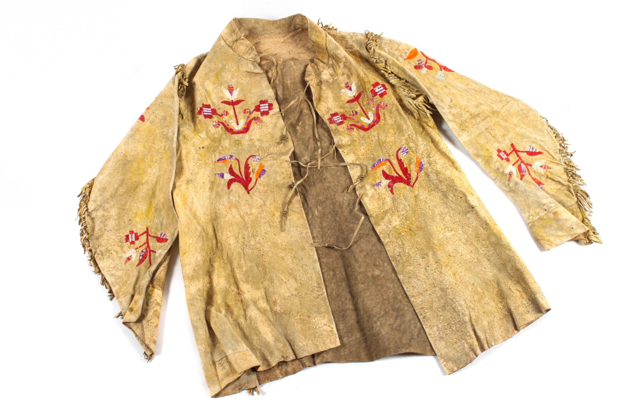 Plains Area Quilled Hide Coat Height 29 x width (at shoulders) 19 inches — Late 19th Century