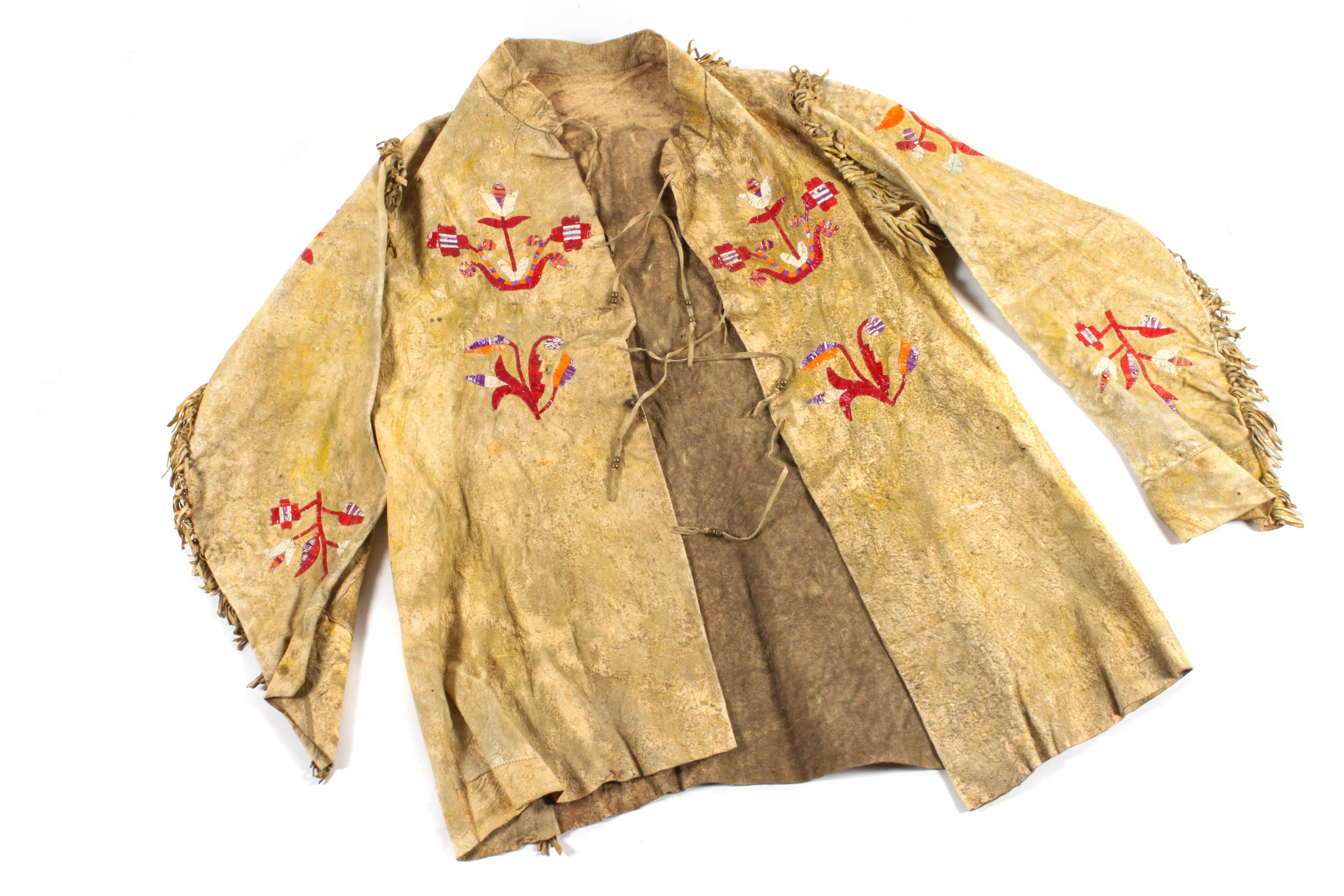 Plains Area Quilled Hide Coat Height 29 x width (at shoulders) 19 inches — Late 19th Century