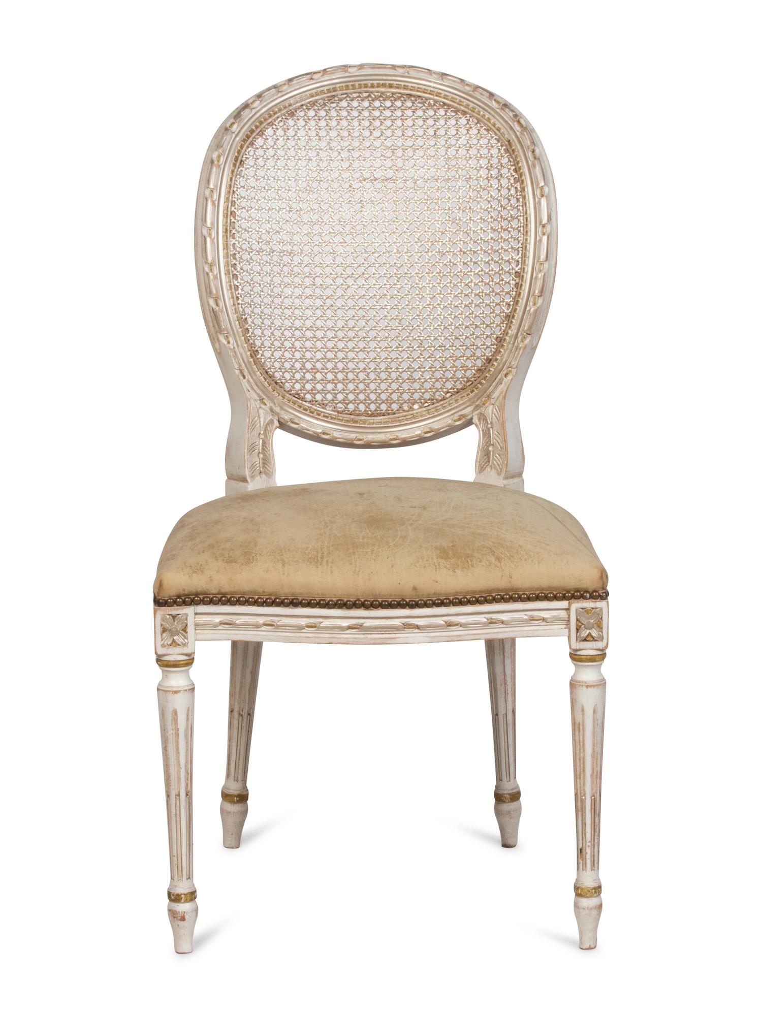 A Set of Ten Louis XV Style Painted Dining Chairs