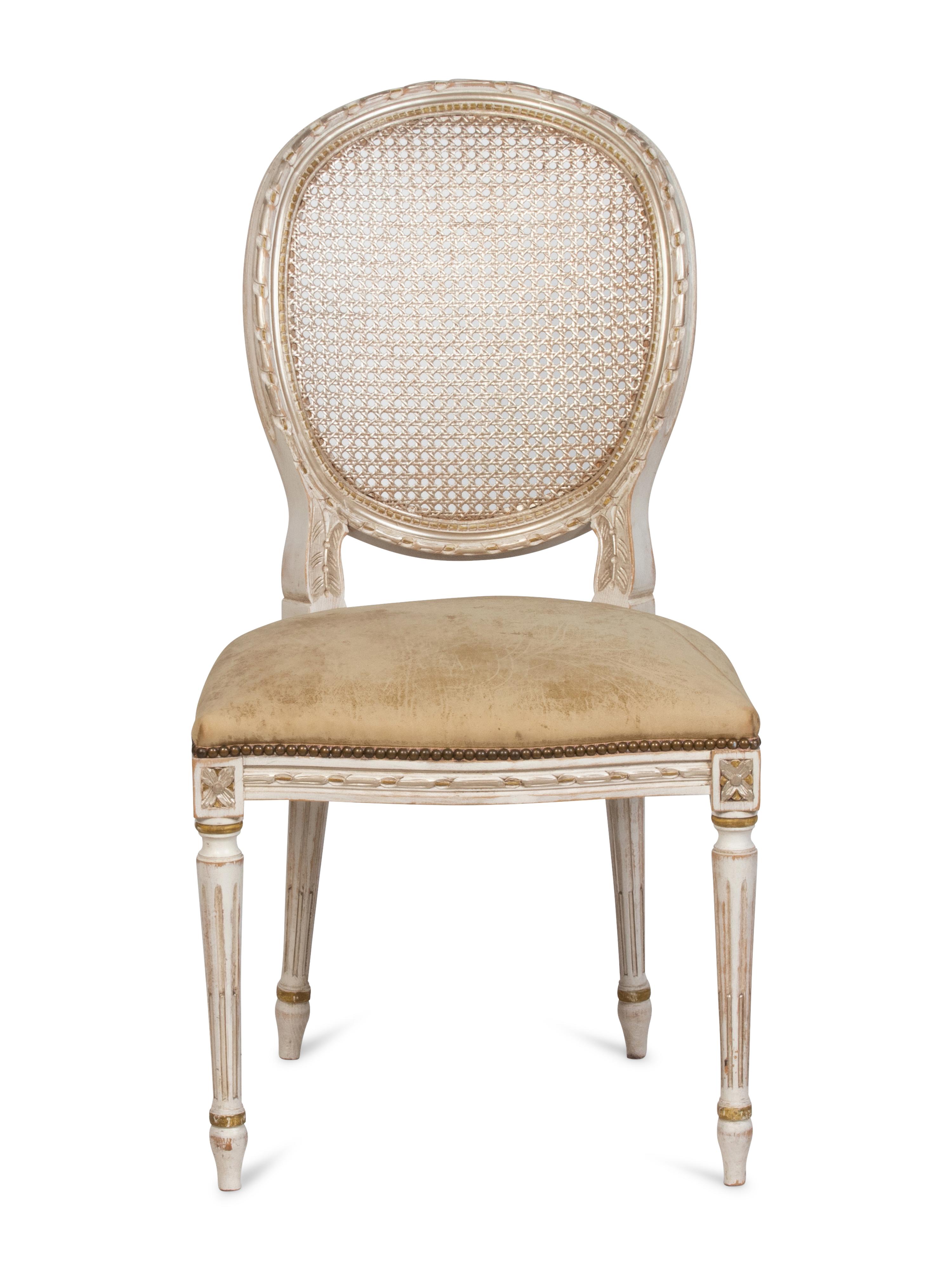 A Set of Ten Louis XV Style Painted Dining Chairs