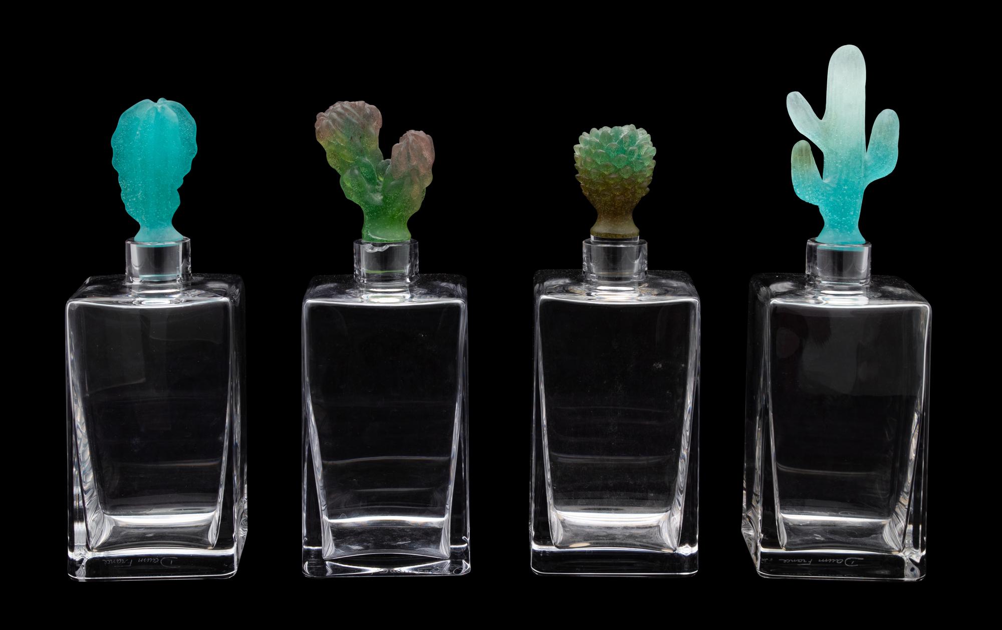 A Set of Four Daum Pate-de-Verre Cactus Stopper Decanters — 20TH CENTURY