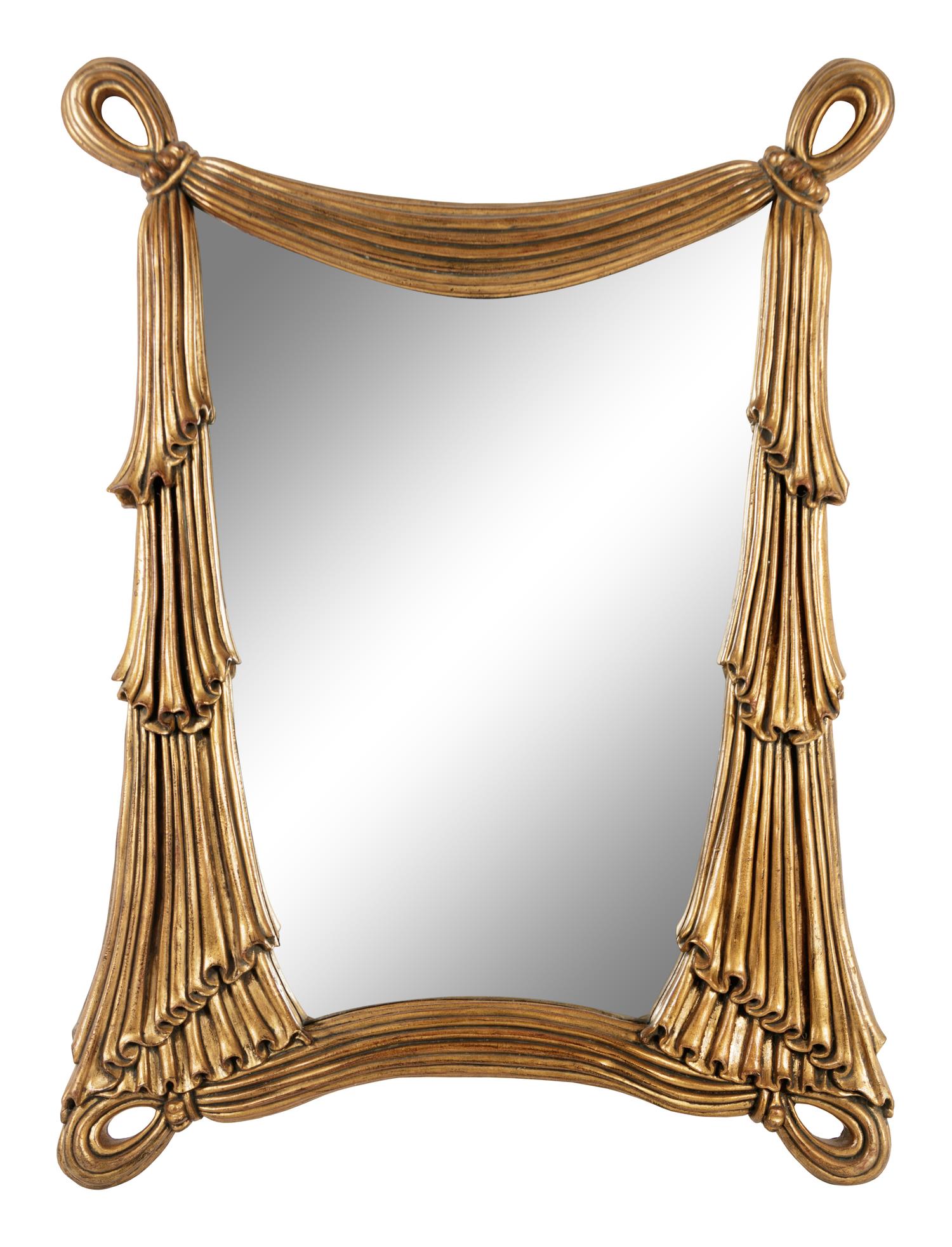A Pair of Neoclassical Style Gilded Ribbon-Swag Motif Mirrors