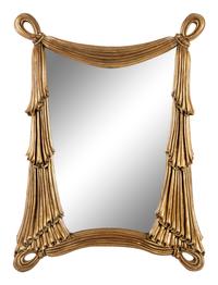 A Pair of Neoclassical Style Gilded Ribbon-Swag Motif Mirrors