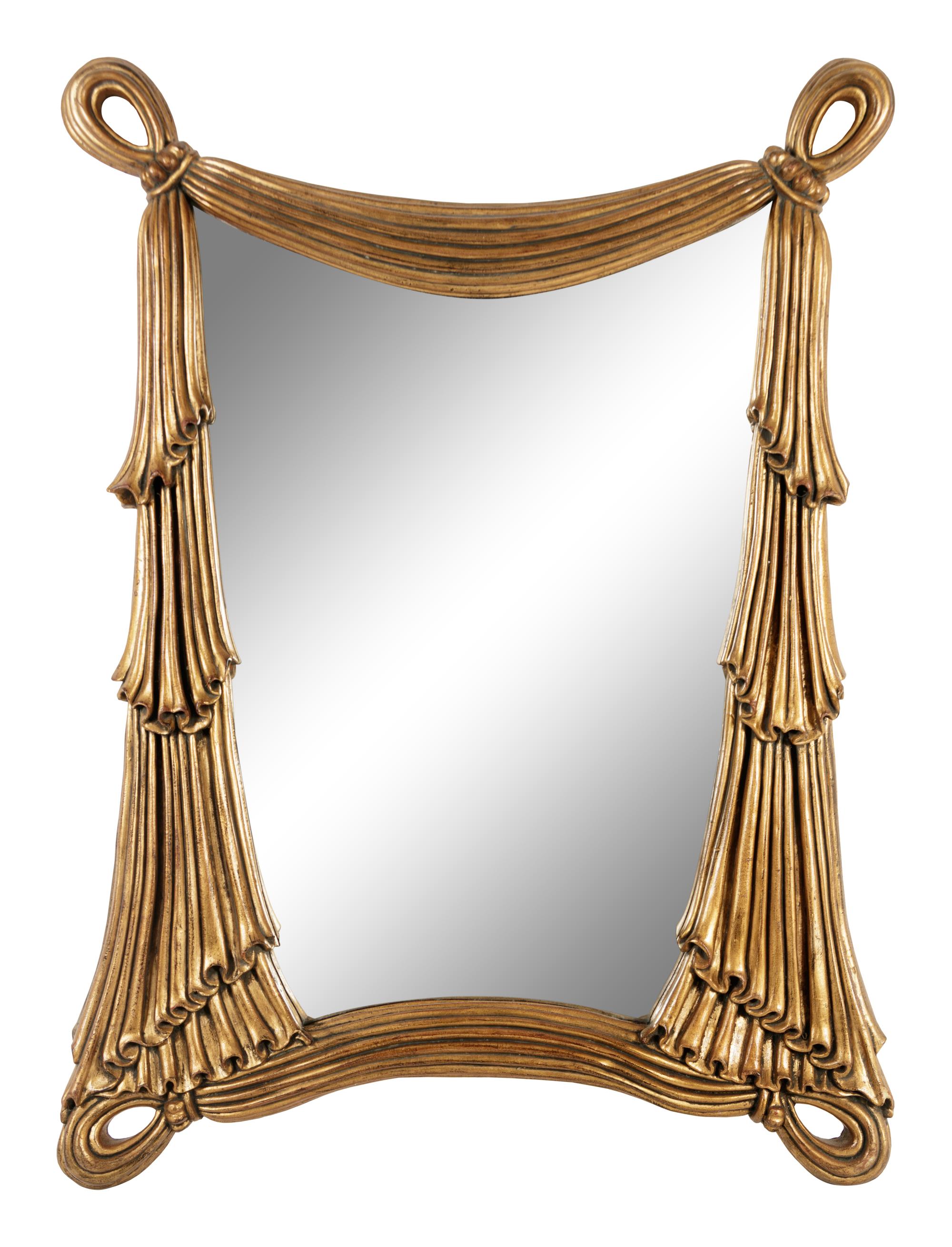 A Pair of Neoclassical Style Gilded Ribbon-Swag Motif Mirrors