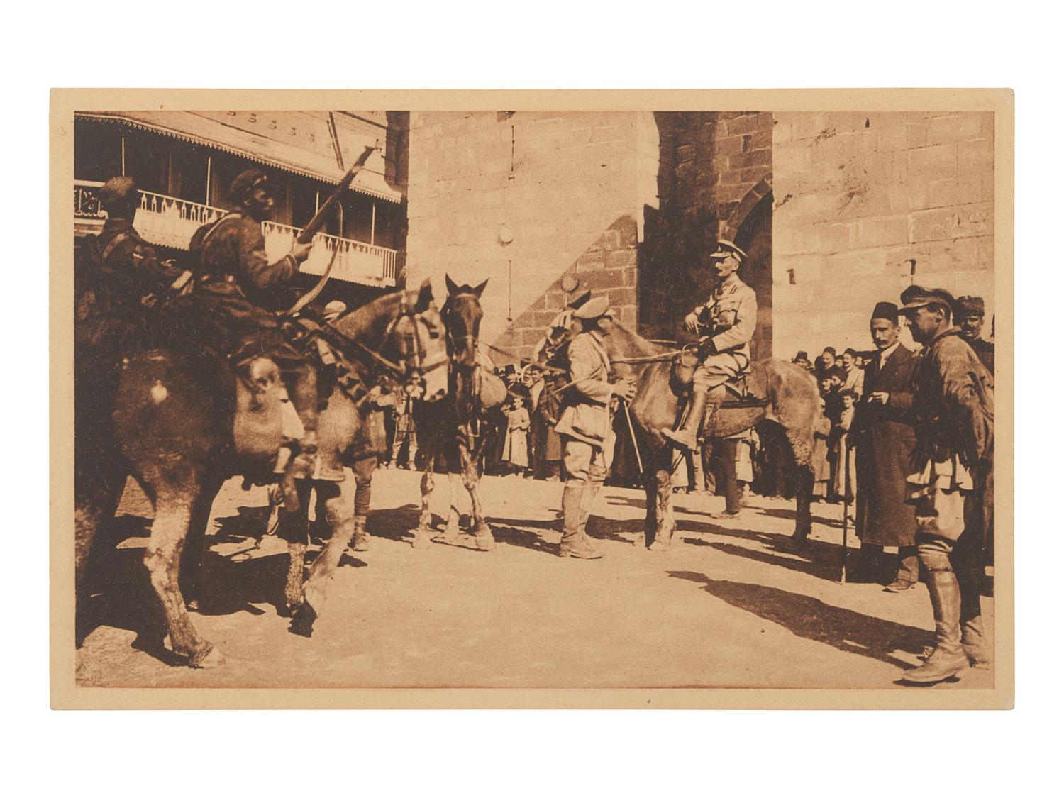 [LAWRENCE, T. E.] -- ALLENBY, Edmund Henry Hynman, 1st Viscount Allenby of Megiddo (1861-1936). Photographic print portrait of Allenby in his military uniform, photo by H. Walter Barnett, signed “Edmund H. Allenby / General”. [N.d., ca 1917]. With caption Commander in Chief of the Egyptian Expeditionary Force from June 1917.