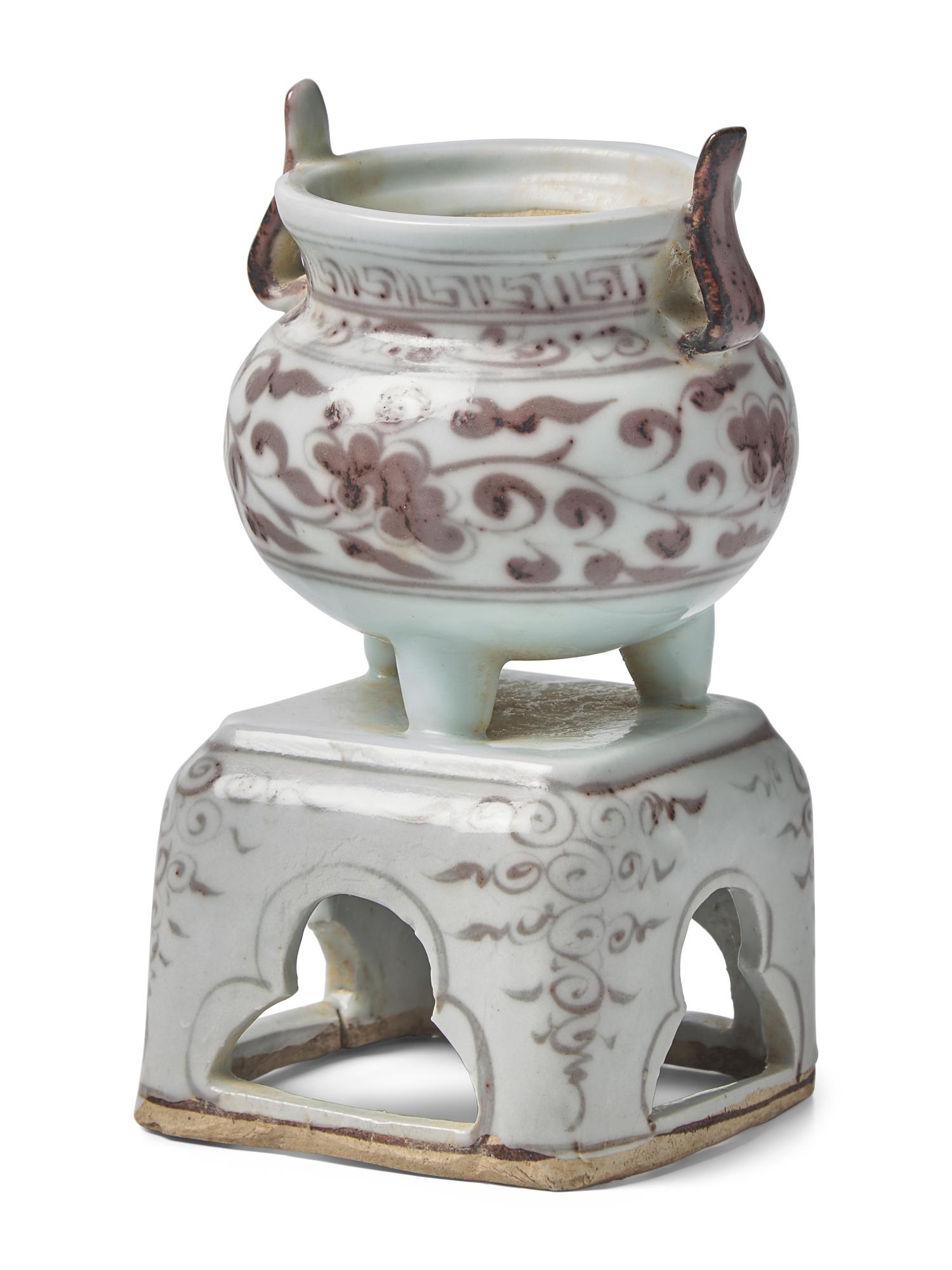 A Chinese Yuan/Early Ming Style Copper Red Incense Burner