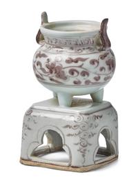 A Chinese Yuan/Early Ming Style Copper Red Incense Burner