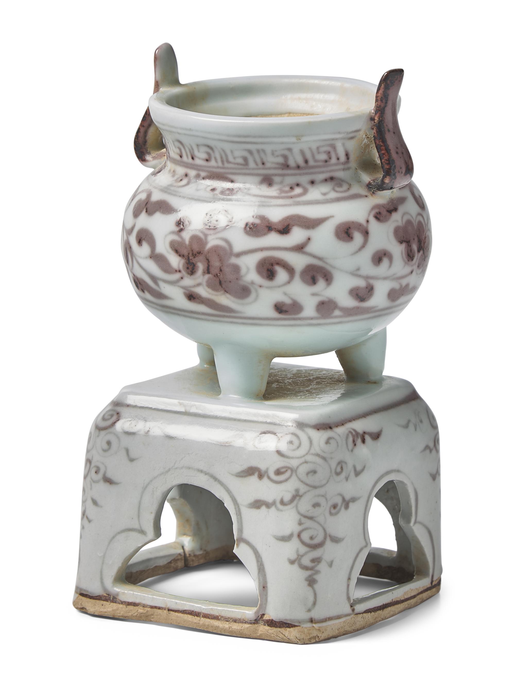 A Chinese Yuan/Early Ming Style Copper Red Incense Burner