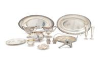 A Collection of American Sterling Silver Articles, Width of widest 12 inches.