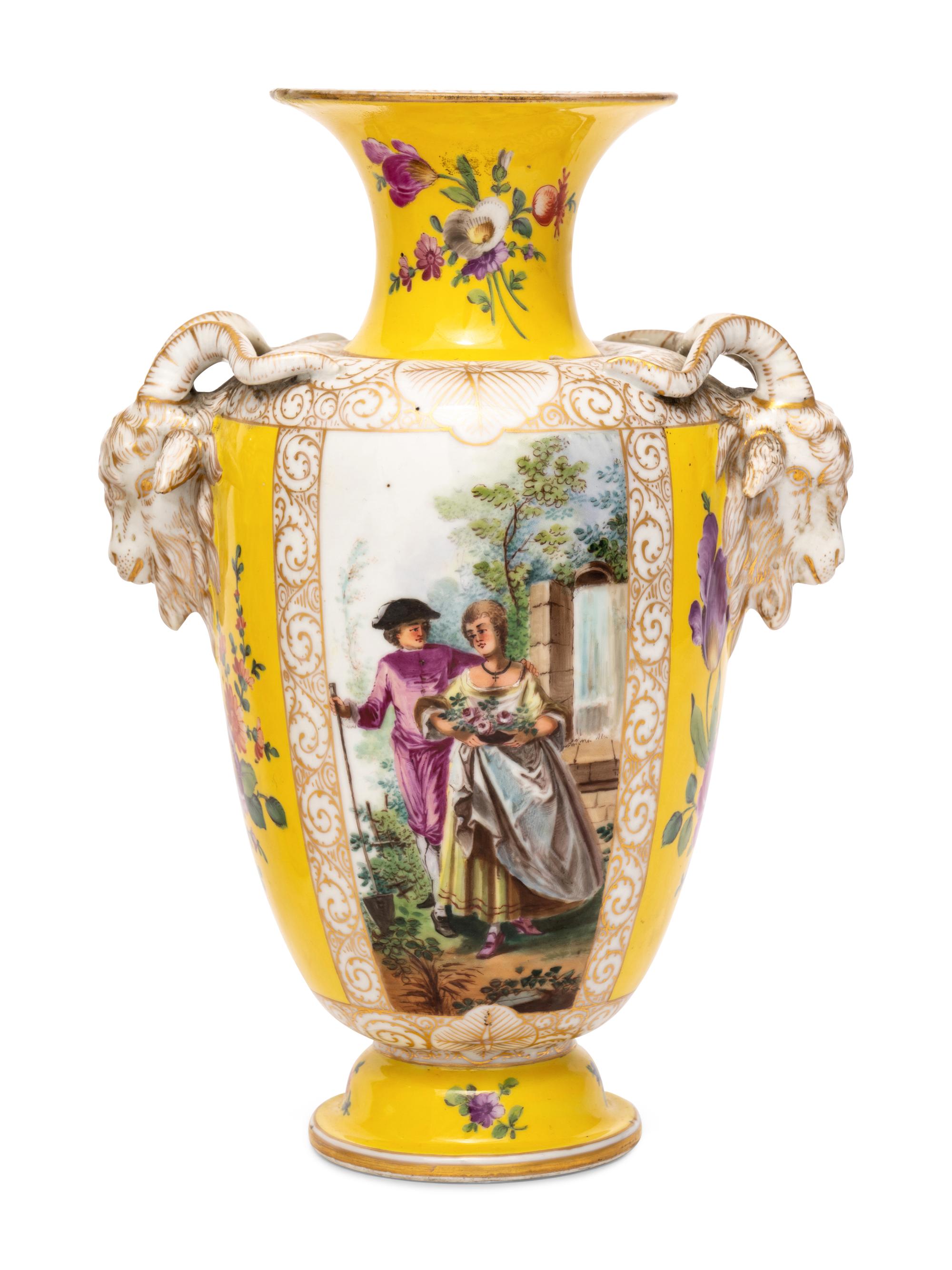 A Pair of Dresden Porcelain Vases