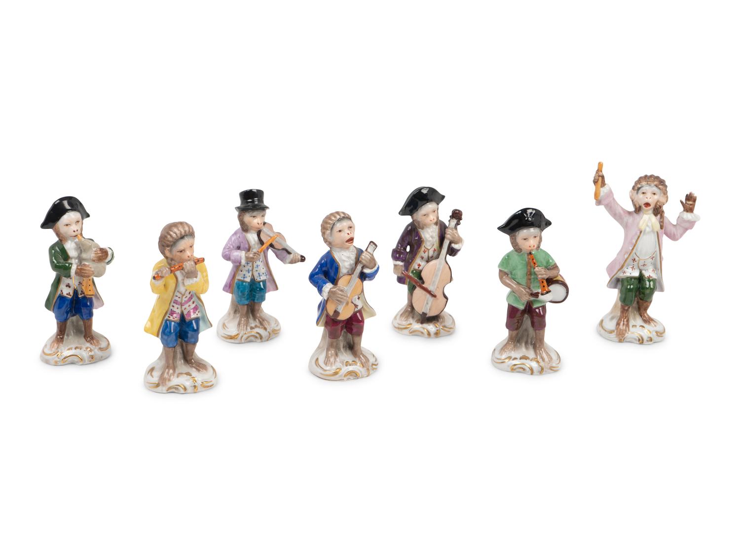 A German Porcelain Twelve-Piece Monkey Band