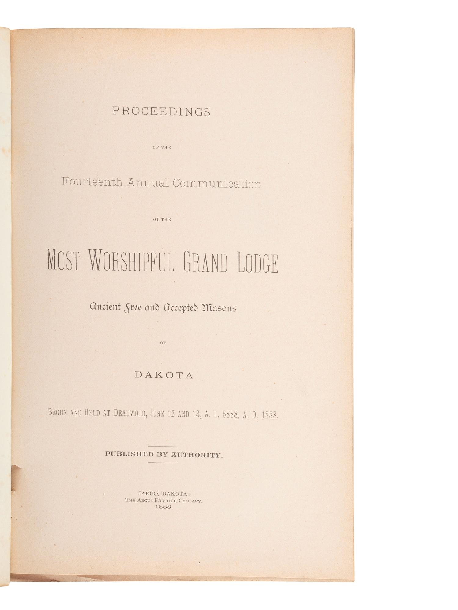 [DAKOTAS - KNIGHTS TEMPLAR]. 8 volumes of proceedings of the Knights Templar and Masons.