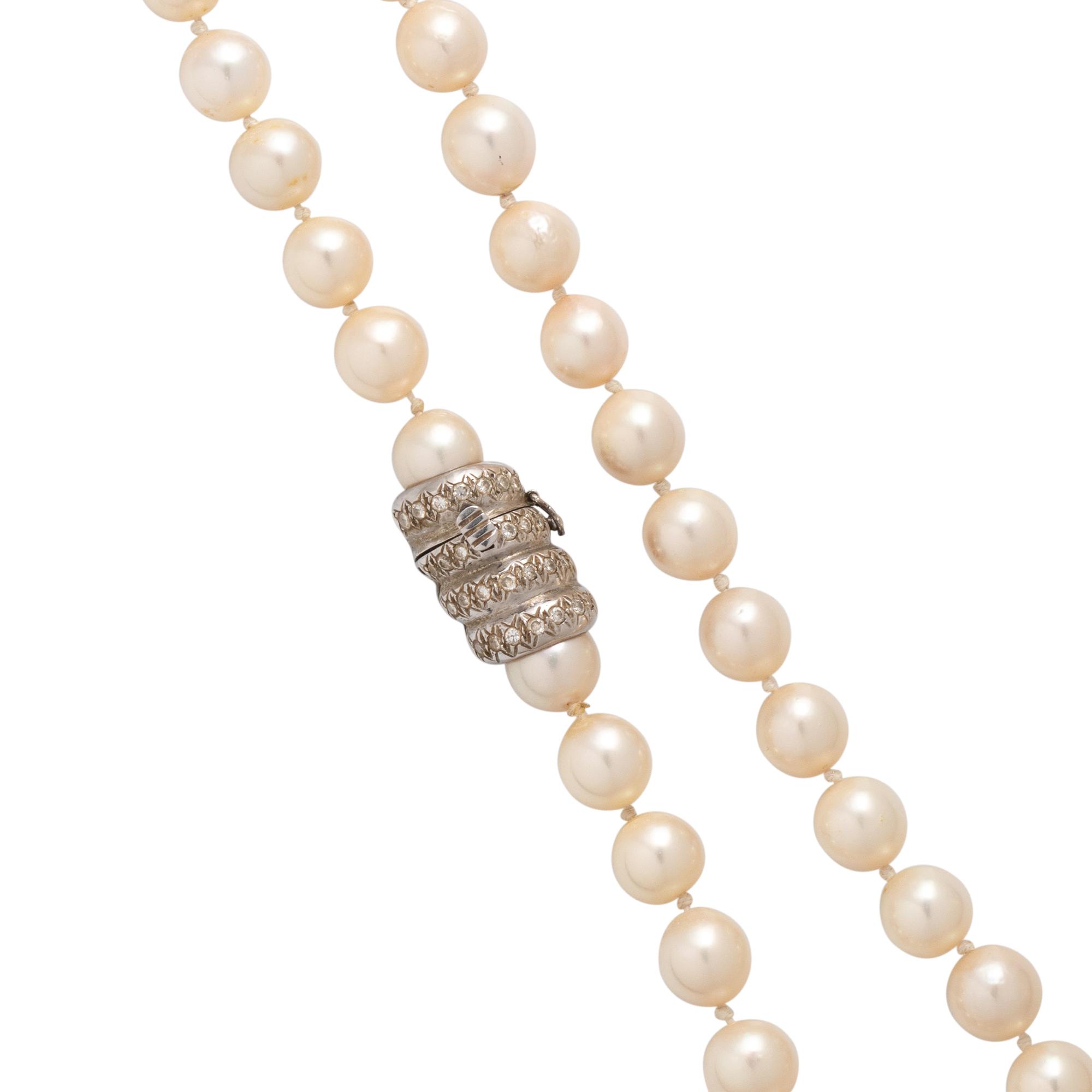 CULTURED PEARL AND DIAMOND NECKLACE