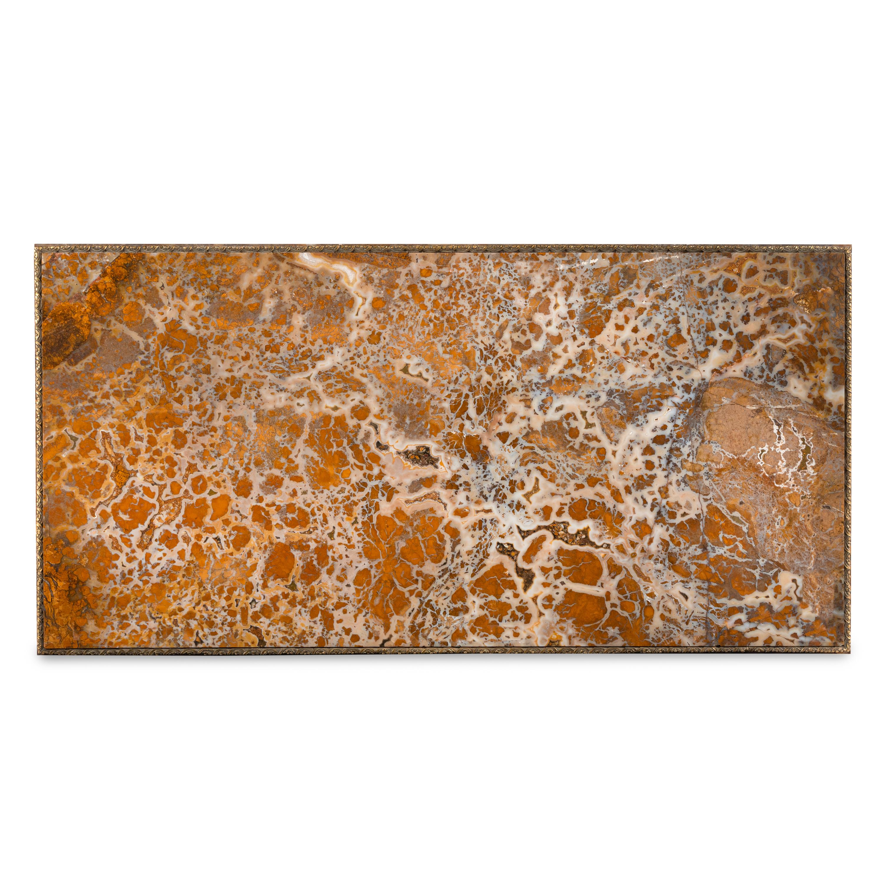 An Italian Gilt Bronze Mounted Sicilian Yellow Jasper Table Top