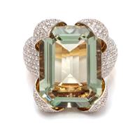 An 18 Karat Yellow Gold, Prasiolite and Diamond Ring, 11.65 dwts.