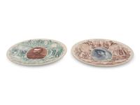 Two Russian Portrait Plates Depicting Nicholas II and Alexandra Feodorovna