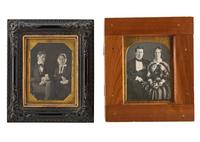 [EARLY PHOTOGRAPHY - PORTRAITURE]. A group of 7 daguerreotype portraits of men and women including several couples.