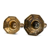 Two English Brass Octagonal Base Candlesticks