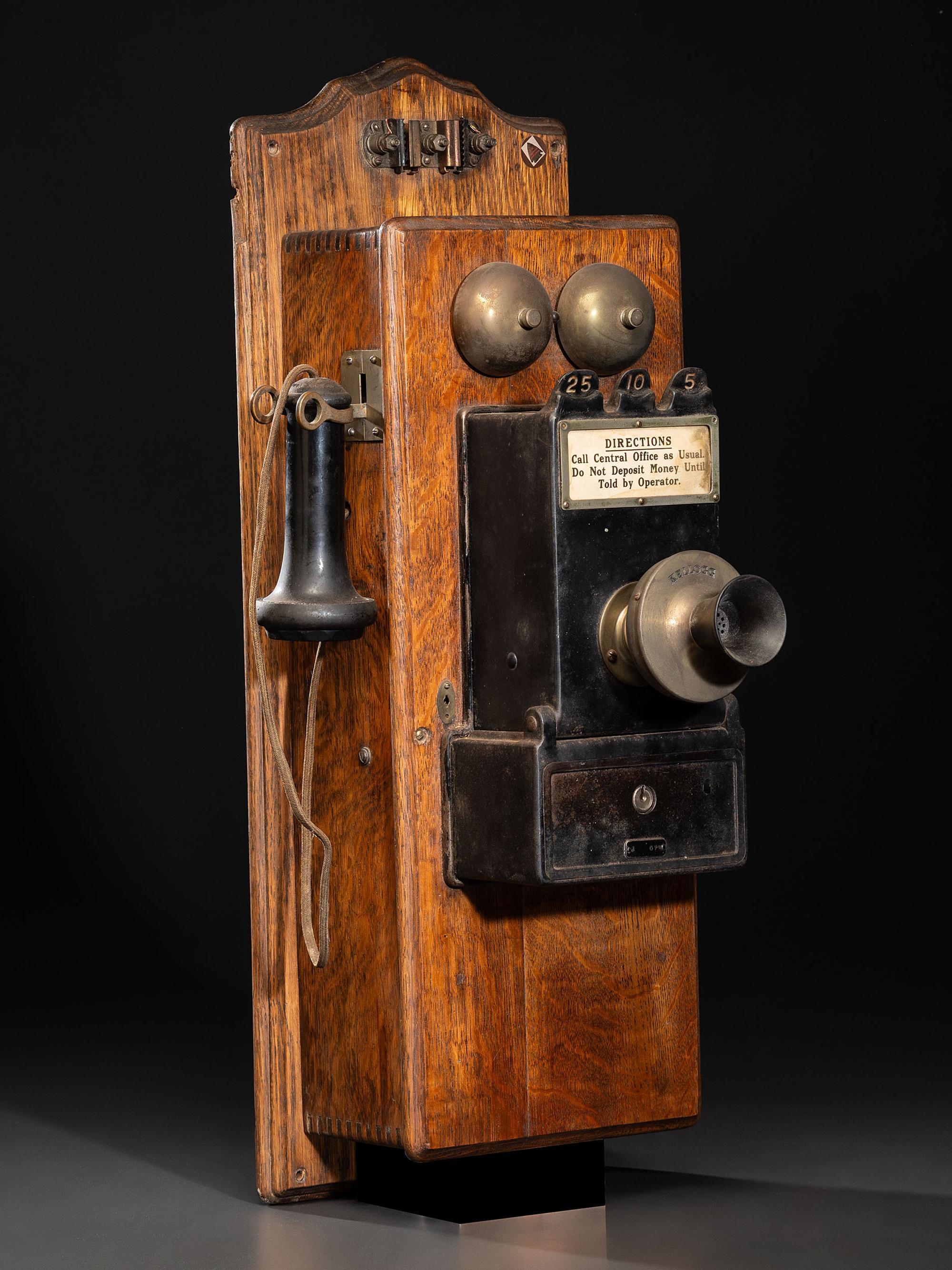 A Kellogg Oak Wall Telephone