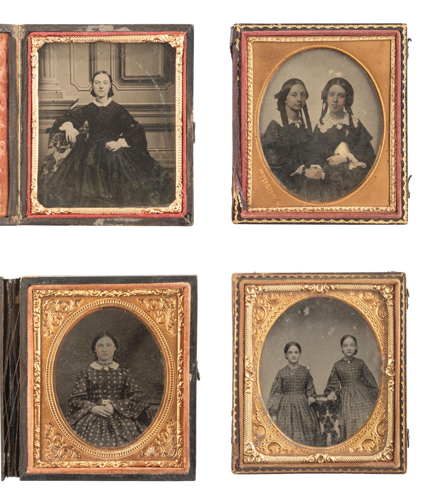 [EARLY PHOTOGRAPHY]. A group of 51 assorted ambrotype and tintype portraits of men, women, and children.