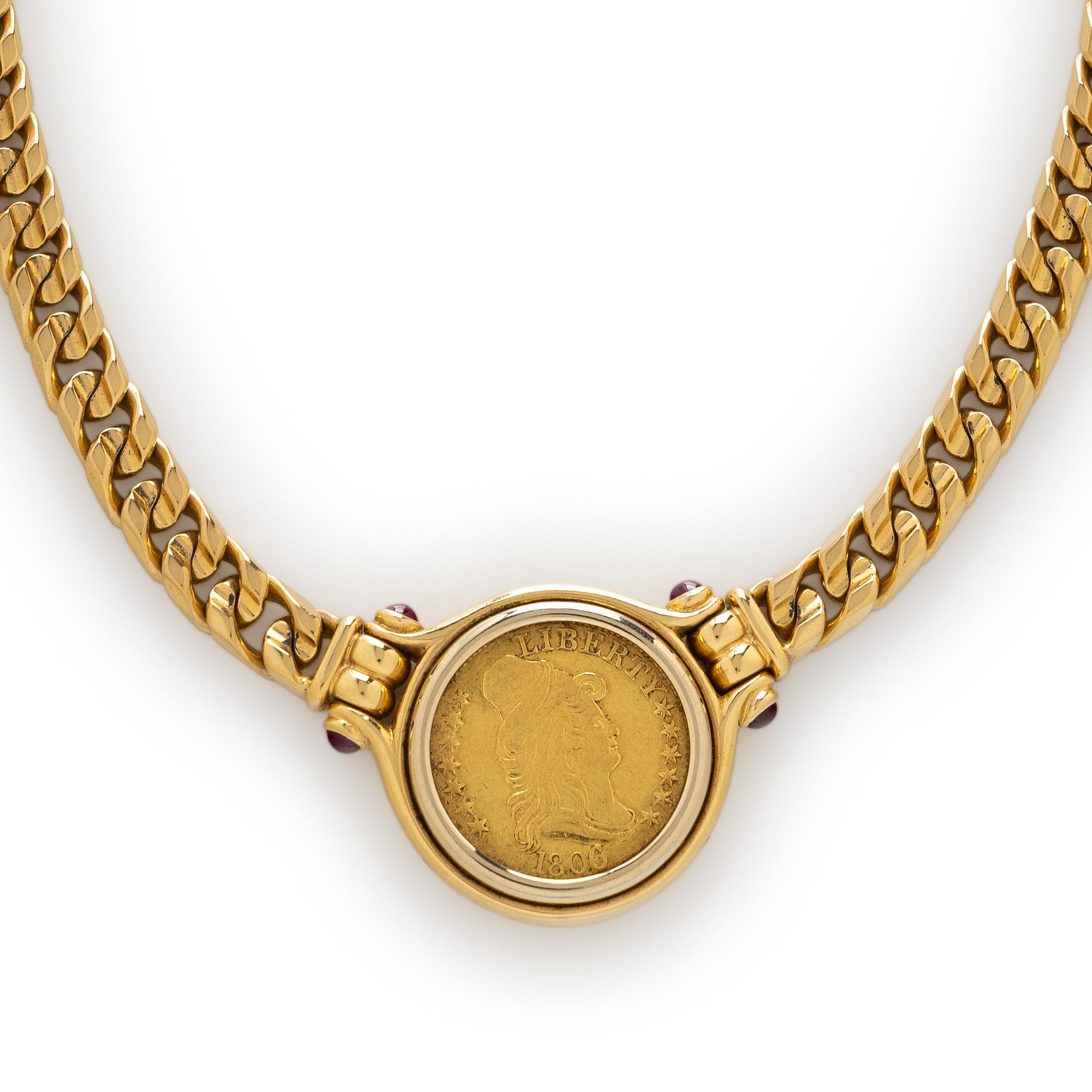 BULGARI, YELLOW GOLD 1806 EARLY AMERICAN HALF EAGLE 'MONETE' NECKLACE