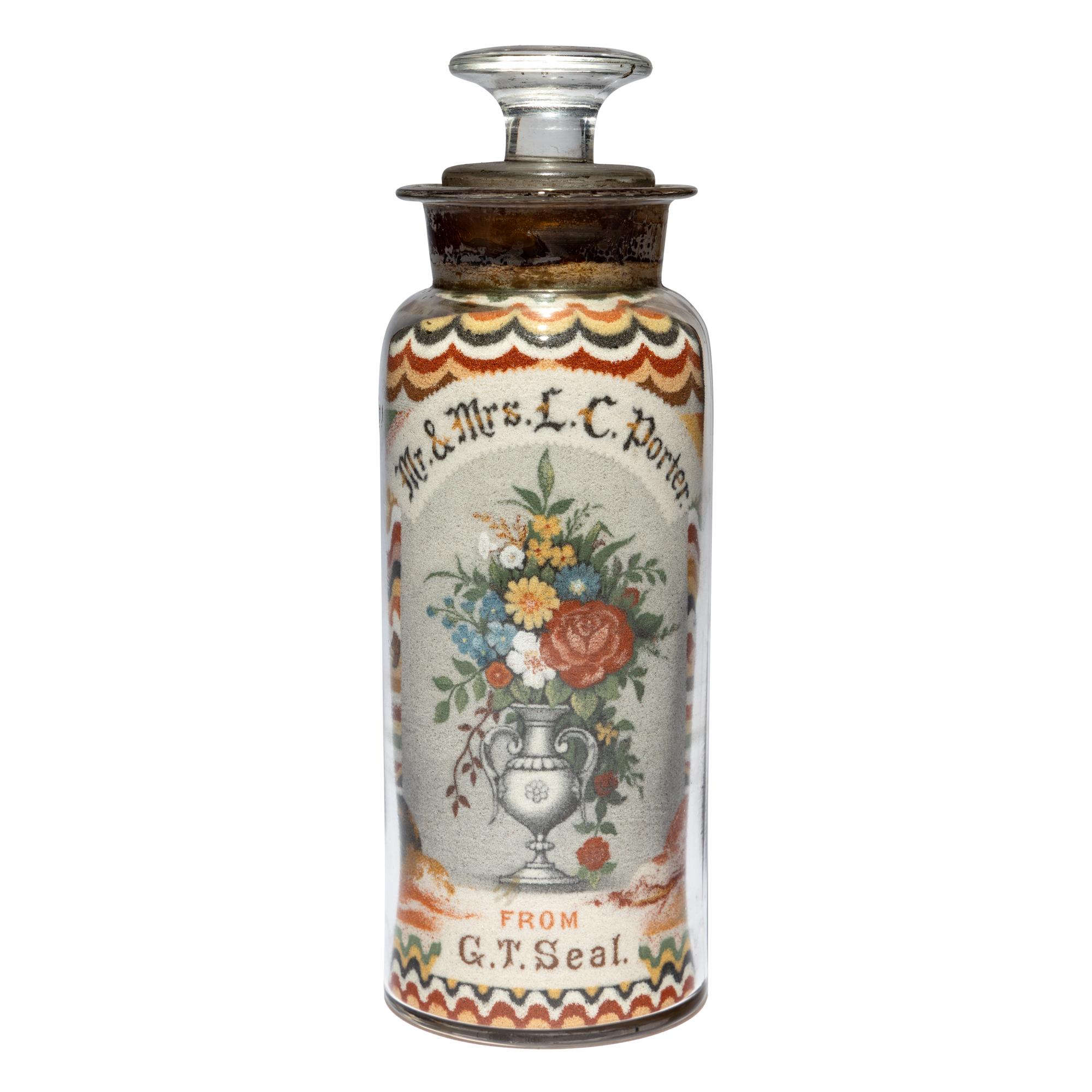 A Sand Art Bottle, Andrew Clemens (1857-1895), McGregor, Iowa, Circa 1886