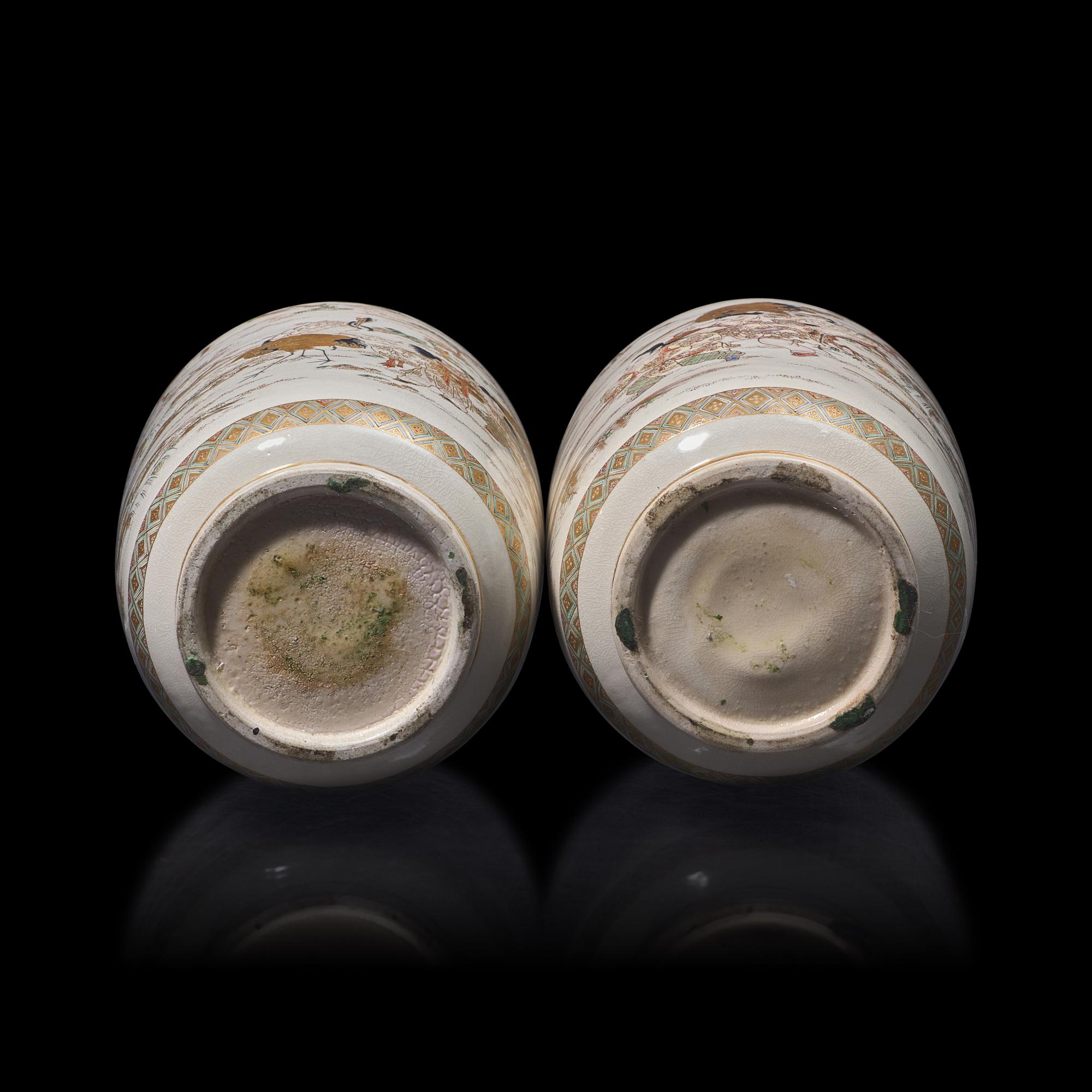 A Pair of Japanese Satsuma Type Vases, Early Meiji Period