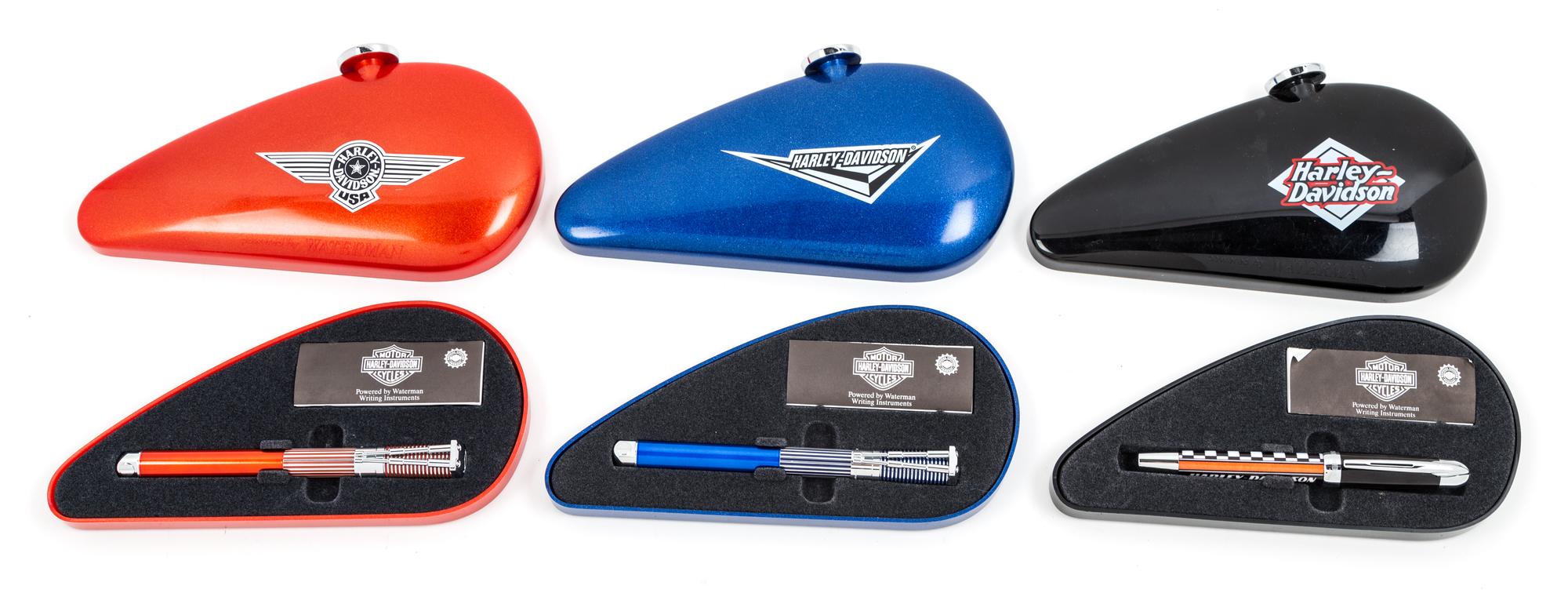 A Group of Three Waterman Harley Davidson Special Edition Fountain Pens
