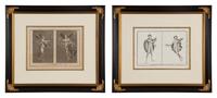 A Pair of Italian Engravings in Parcel Gilt and Ebonized Frames — 18TH CENTURY