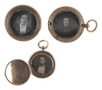 [EARLY PHOTOGRAPHY]. 18 daguerreotypes housed in 9 lockets.