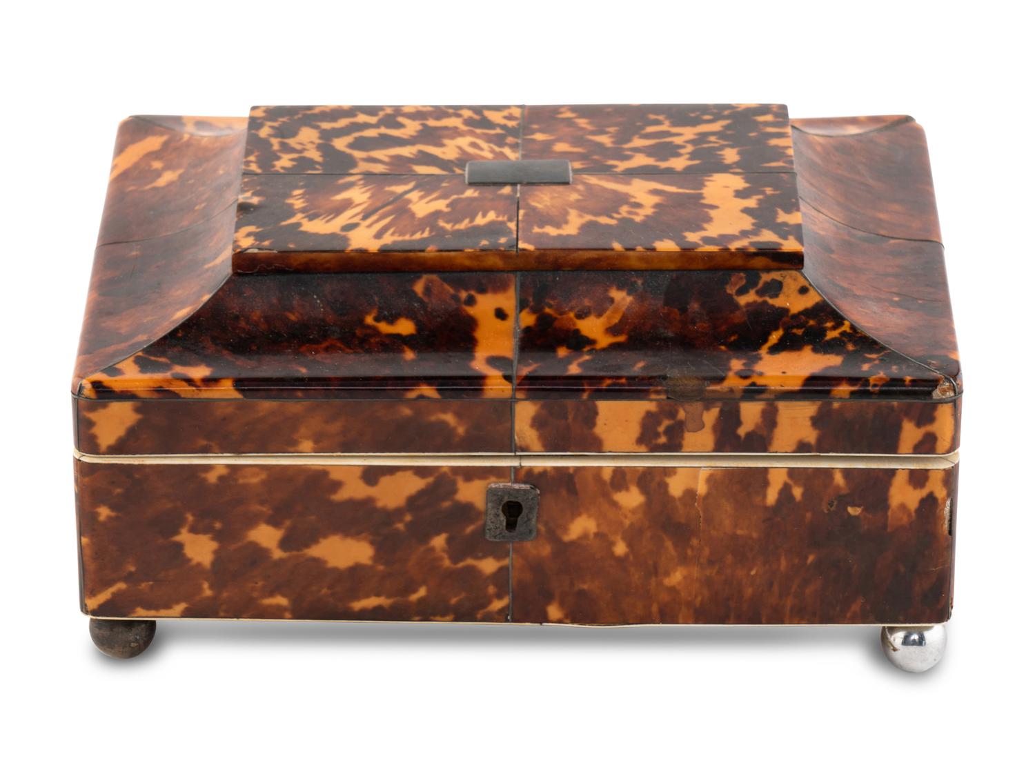 A Regency Tortoise Shell Jewelry Box