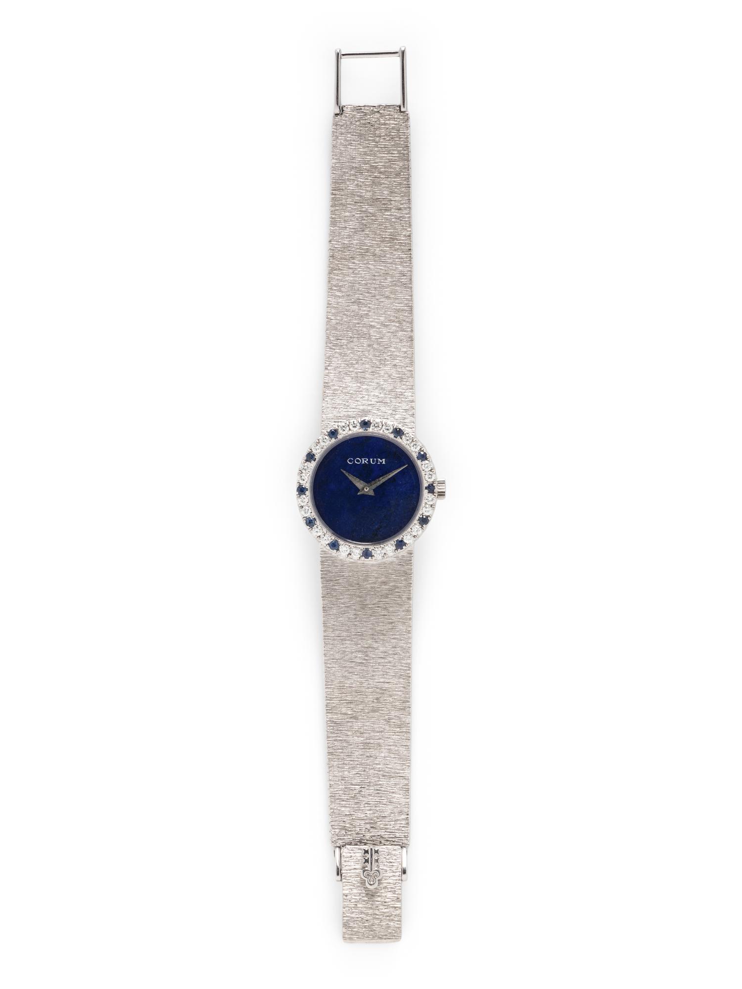CORUM, DIAMOND, SAPPHIRE, LAPIS LAZULI, AND WHITE GOLD WATCH